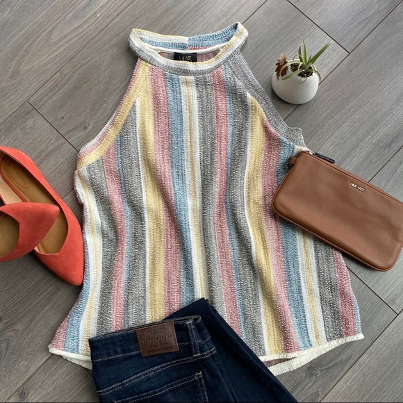 W5 striped knit halter top M new without tags - Picture 1 of 6